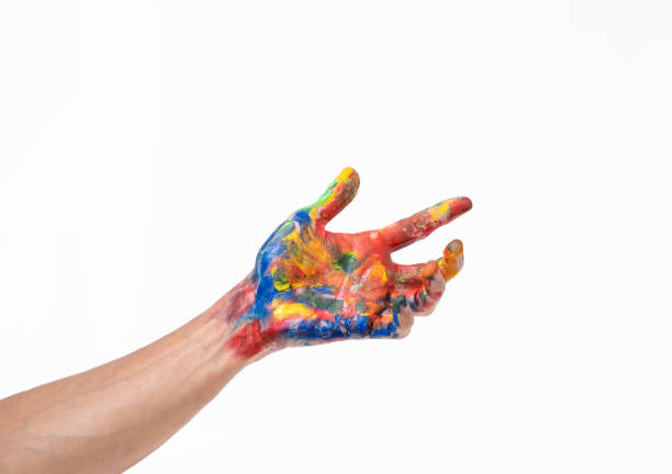 istock Man hand in colorful on white background 1167728138