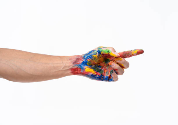 istock Man hand in colorful on white background 1167729174