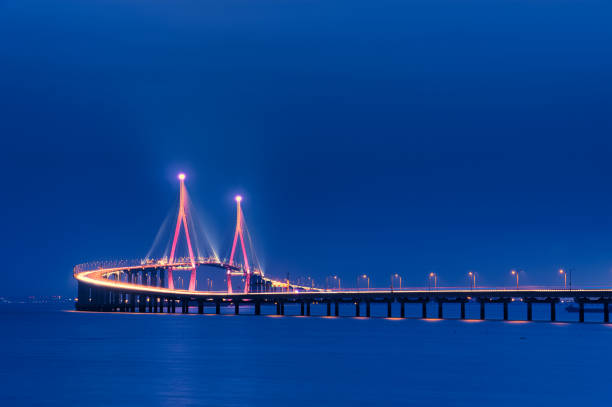 istock Night view of Incheon Bridge VD702 1167729550