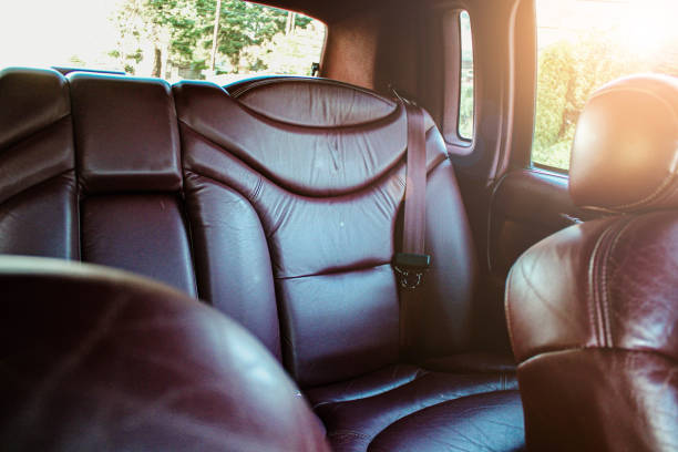 istock Burgundy leather luxury interior in business class car 1167730798