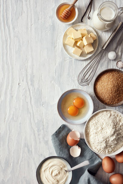 istock Baking ingredients: flour, eggs, sugar, butter, milk and spices 1167734148