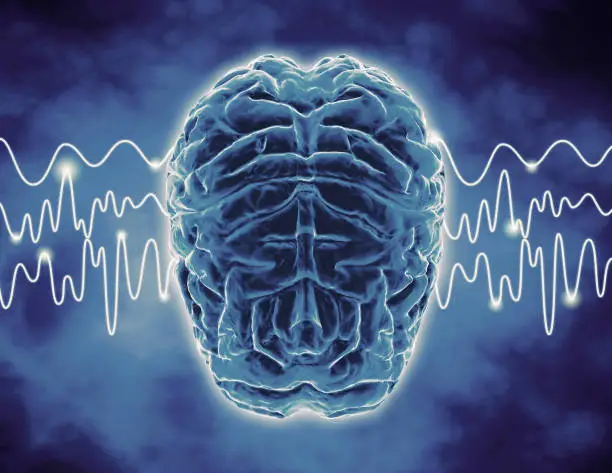 Brain waves, thoughts, meditation, relax concept illustration.