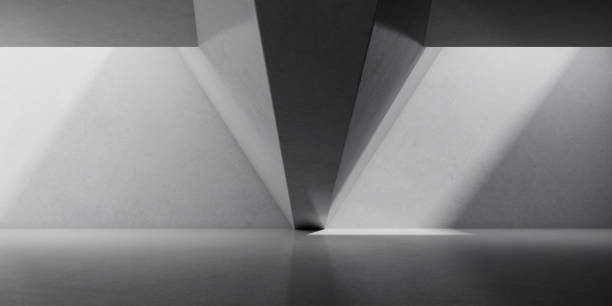 istock Abstract of concrete interior space with sun light cast the shadow on the wall and floor,Geometric design,Perspective of brutalism  architecture,3d rendering 1167737931