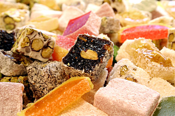 istock Traditional Turkish delights, horizontal close-up detail. 1167749262