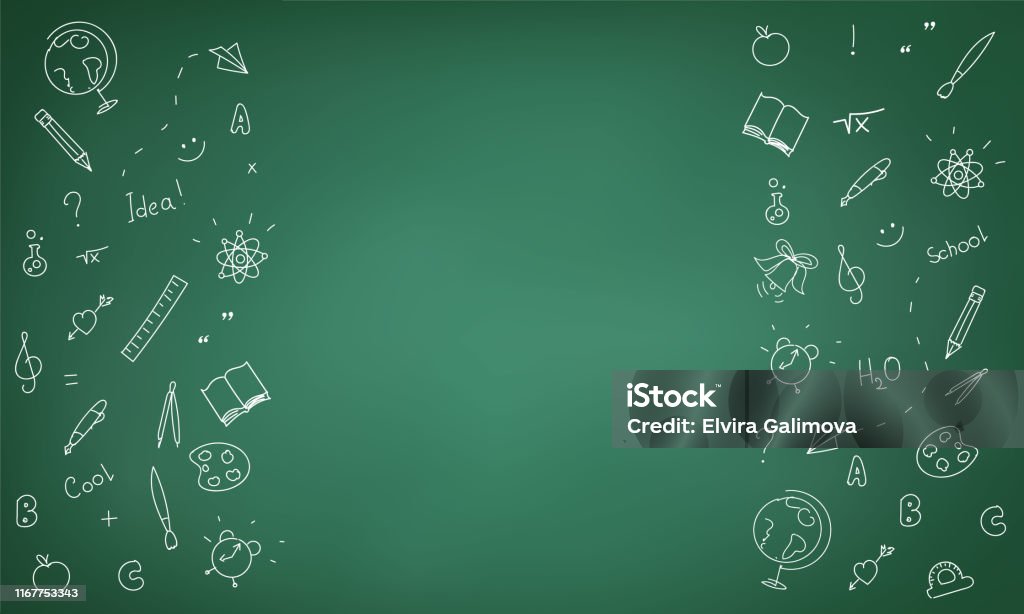 Blank Green Chalkboard Gringe Dirty Textured Wallpaper Vector Illustration  For Your Design Stock Illustration - Download Image Now - iStock