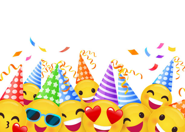 Happy Birthday cheerful and joyful greeting card with bright colourful characters, blank text place. High quality vector illustration Happy Birthday cheerful and joyful greeting card with bright colourful characters, blank text place. High quality vector illustration happy birthday best friend stock illustrations