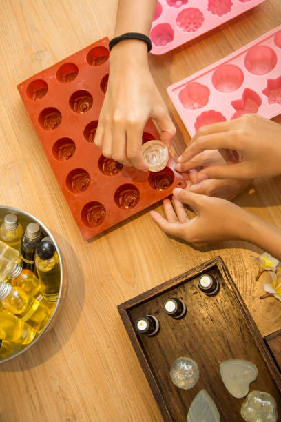 istock Handmade soap workshop, making organic natural cosmetic 1167757069
