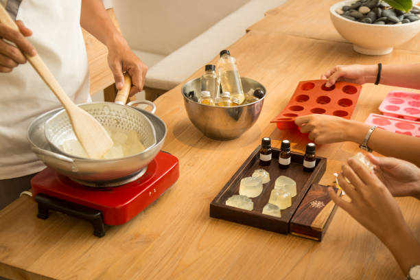 istock Handmade soap workshop, making organic natural cosmetic 1167757122