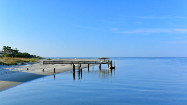 istock Raised wooden dock along a beach 1167760371