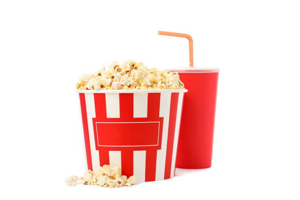istock Bucket with popcorn and paper cup isolated on white background 1167761640
