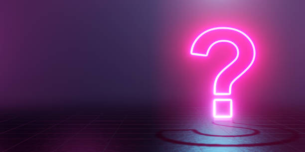 istock Neon glowing question mark abstract blue and pink background. 3d rendering 1167762712