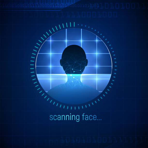 istock Isolated abstract face scanning technology. Face ID icon. The approval of the user or client authentication procedure 1167768957