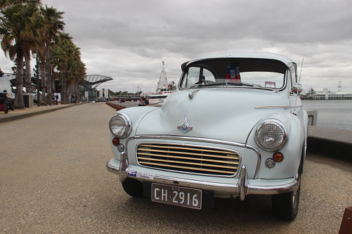 Geelong, Victoria - November 26 2016 A Car on display on a path at the Geelong Waterfront. This was part of the 2016 Geelong Revival Festival.
