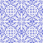 istock Vector tile pattern, Lisbon Arabic Floral Mosaic, Mediterranean Seamless Navy Blue Ornament. 1167777071