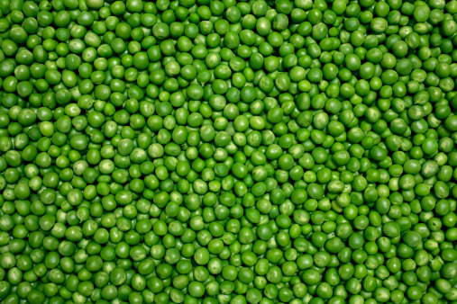 Grains of fresh green peas