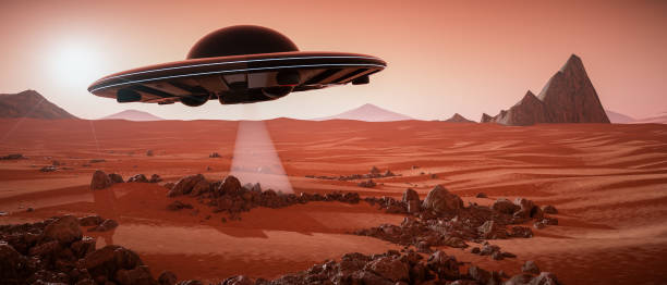 istock ufo hovers over the mars landscape(3d rendering) 1167783453