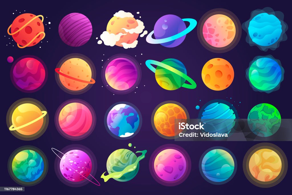 Vector Set Of Cartoon Planets Colorful Set Of Isolated Objects Space  Background Fantasy Planets Eps 10 Stock Illustration - Download Image Now -  iStock