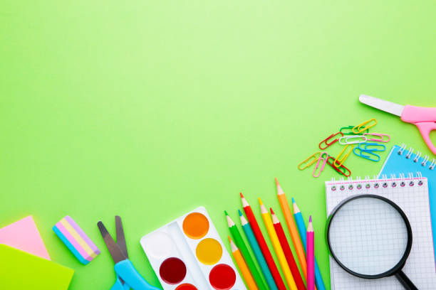 istock Back to school concept on light green background with copy space 1167788168