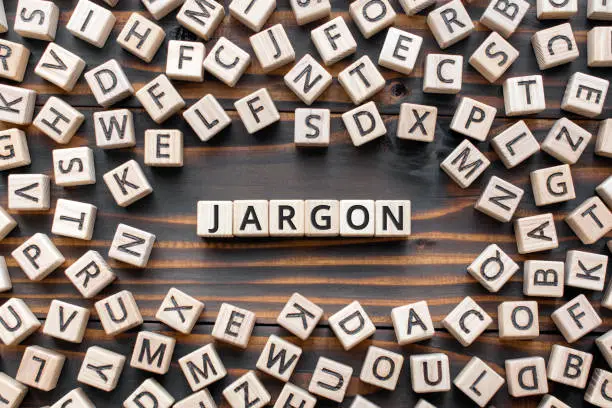 Photo of Jargon  - word from wooden blocks with letters