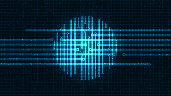 Digital data Network Connecting With Circle Microship on security Technology background,vector