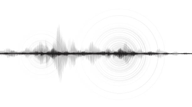 istock Black and white Mini Earthquake Wave With Circle Vibration Line White paper background,audio wave diagram concept,design for education and science,Vector Illustration. 1167795903