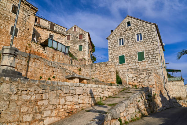 Buildings in Lozisca . Brac island. Croatia