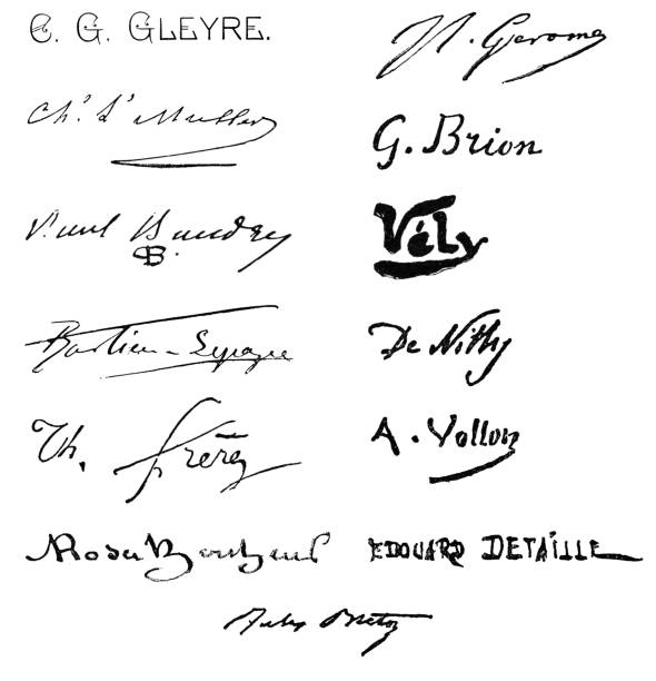 Various 19th Century Artists’ Signatures vector art illustration