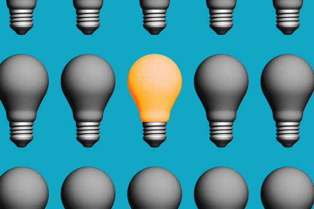Difference Thinks Idea and Creativity concept, 3D illustration Light-bulb. vector art illustration