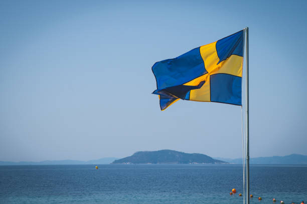istock Swedish flag at sea 1167798688