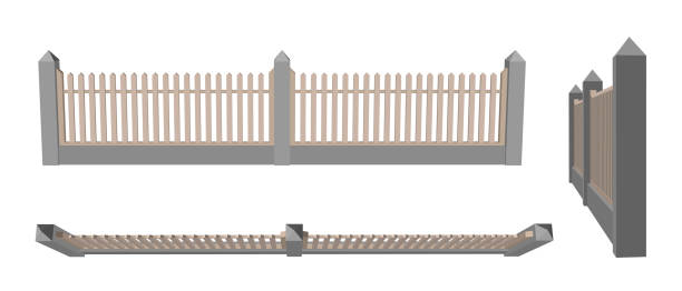 istock Wooden fence. Isolated on white background. 3d Vector illustration. 1167798808