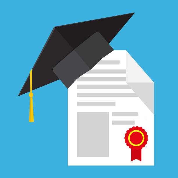 istock Graduation cap and diploma flat design icon. Finish education symbol. Vector illustration. 1167799780