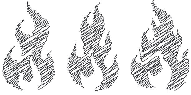 fire scribble scribbled fire design elements flame patterns stock illustrations