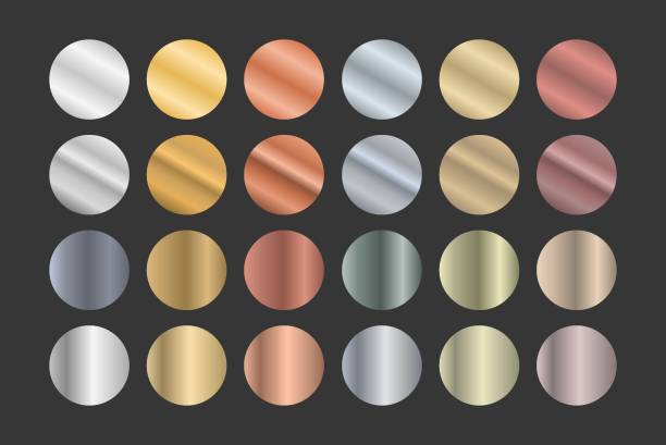 Set of metallic gradients. Gold, silver and bronze. Set of metallic gradients, Gold, silver and bronze. bronze alloy stock illustrations