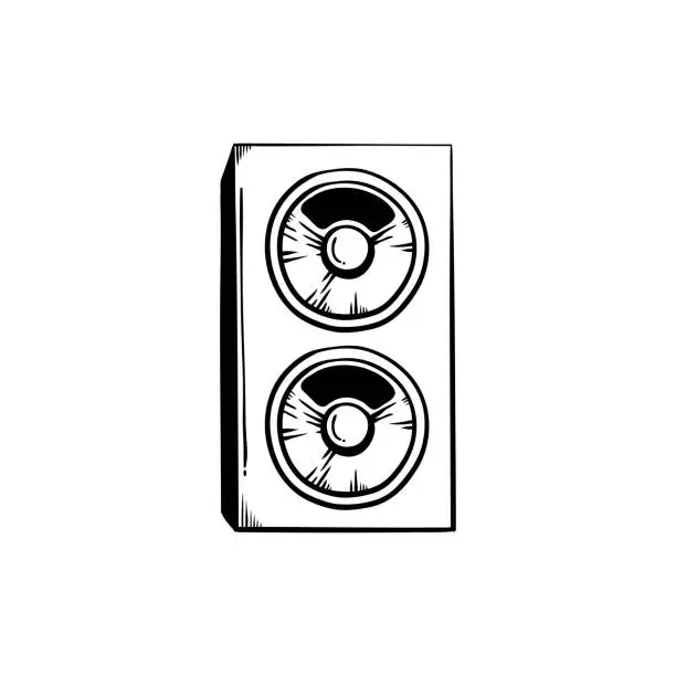 Vector illustration of Stereo speakers for playing loud club or concert music in sketch style.