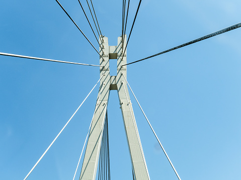 Suspension cable-stayed bridge on road to Krasnaya Polyana