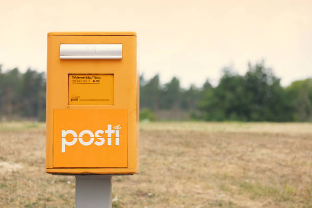 Countryside post box of the main postal service company in Finland, Posti Oy.