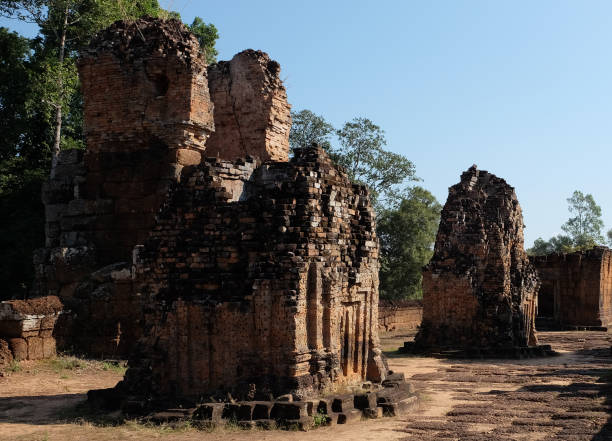 istock Dilapidated Khmer baray. Medieval brick buildings. Architectural monument. 1167812327