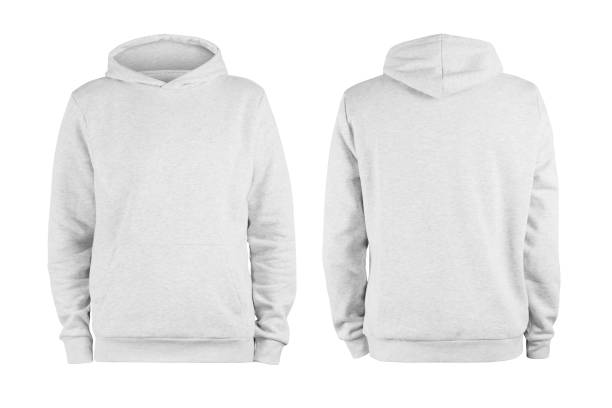Men's white blank hoodie template,from two sides, natural shape on invisible mannequin, for your design mockup for print, isolated on white background Men's white blank hoodie template,from two sides, natural shape on invisible mannequin, for your design mockup for print, isolated on white background hood clothing stock pictures, royalty-free photos & images