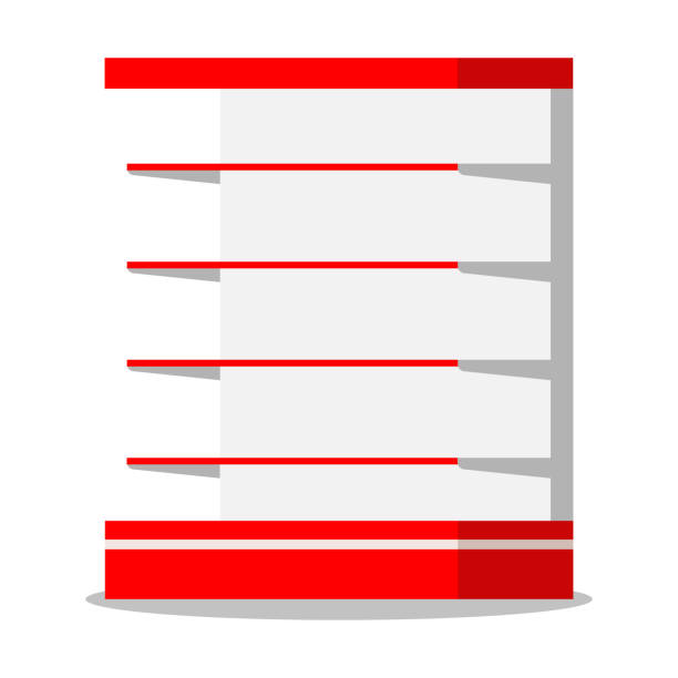 istock Empty supermarket retail store shelves icon isolated on white background. 1167817784