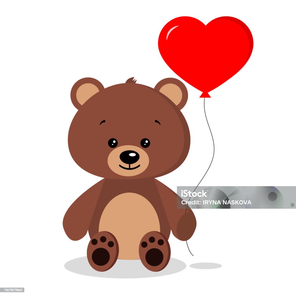 Ilustración de Aislado Lindo Oso Marrón Romántico Con Globo Rojo En Pose Sentada Sobre Fondo Blanco En Estilo Plano De Dibujos Animados y más Vectores Libres de Derechos de Osito de peluche - Ilustración de Aislado Lindo Oso Marrón Romántico Con Globo Rojo En Pose Sentada Sobre Fondo Blanco En Estilo Plano De Dibujos Animados y más Vectores Libres de Derechos de Osito de peluche -