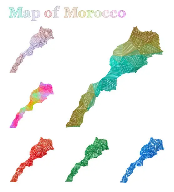 Vector illustration of Hand-drawn map of Morocco.