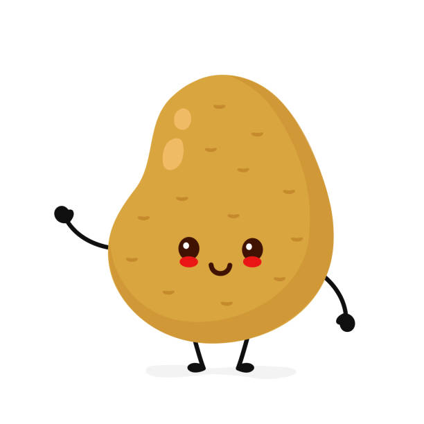 Happy Cute Smiling Potato Vector Stock Illustration - Download Image Now -  Kawaii, Batata, Logo - iStock