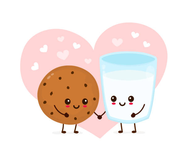 illustrazioni stock, clip art, cartoni animati e icone di tendenza di felice carino sorriso chooclate chip cookie - 4694