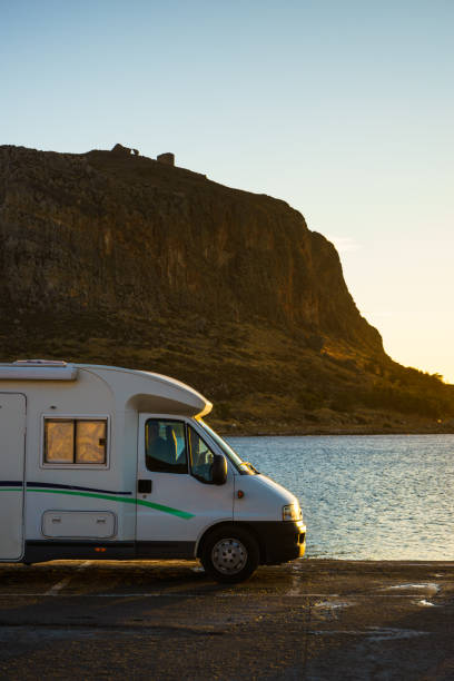 istock Camper car and Monemvasia island, Greece 1167826289