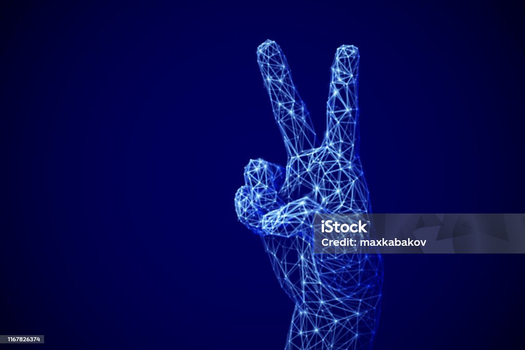 Victory Vector Human Artificial Intelligence Victory Concept Digital 3d Human Or Robot Hand ...