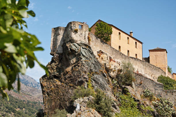 Corte fortress, Corsica France stock photo