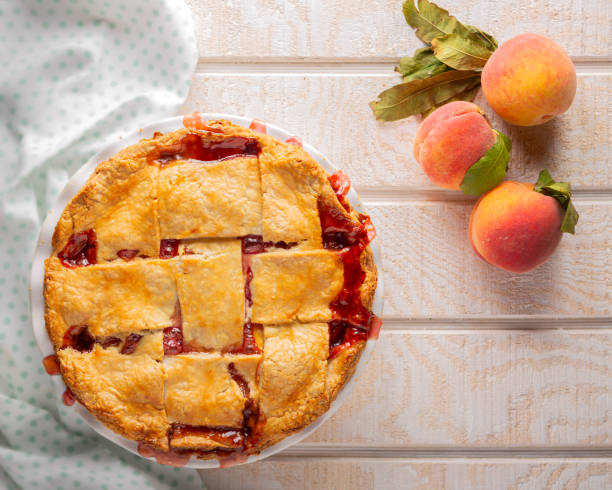 Overhead View of Fresh Homemade Peach Pie