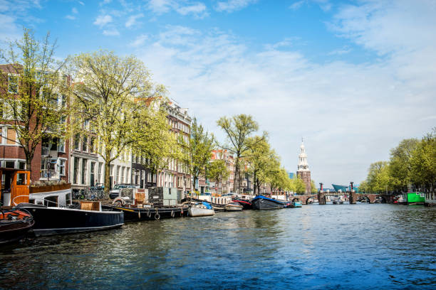 istock Moored Boats In River Amstel 1167830409