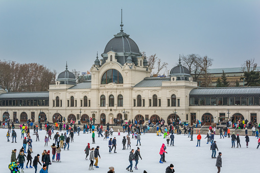 Ice skating in Budapest City Park, December-18-2016