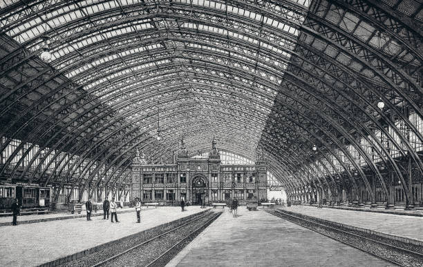 istock The new train station in Cologne: Inside the large hall - Illustration from 1894 1167831755